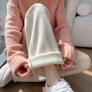Kawaii Comfy Ribbed Loose Pants