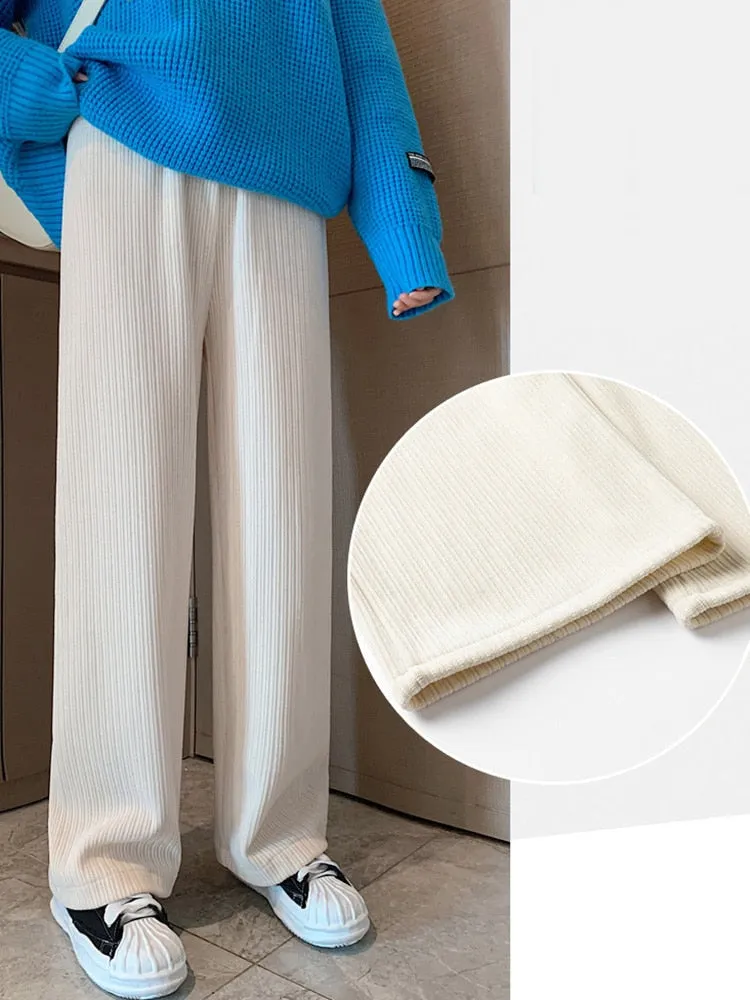 Kawaii Comfy Ribbed Loose Pants
