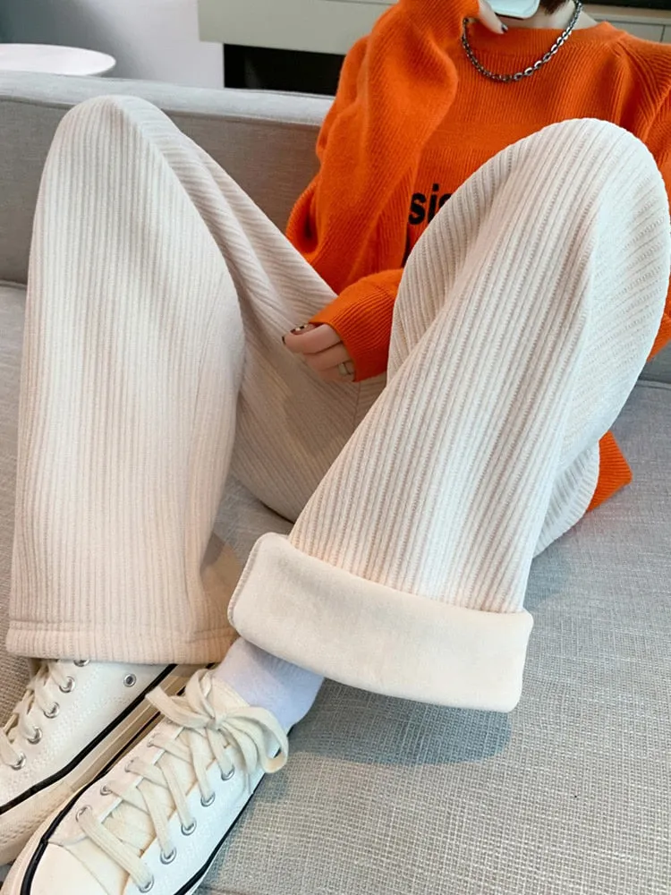 Kawaii Comfy Ribbed Loose Pants