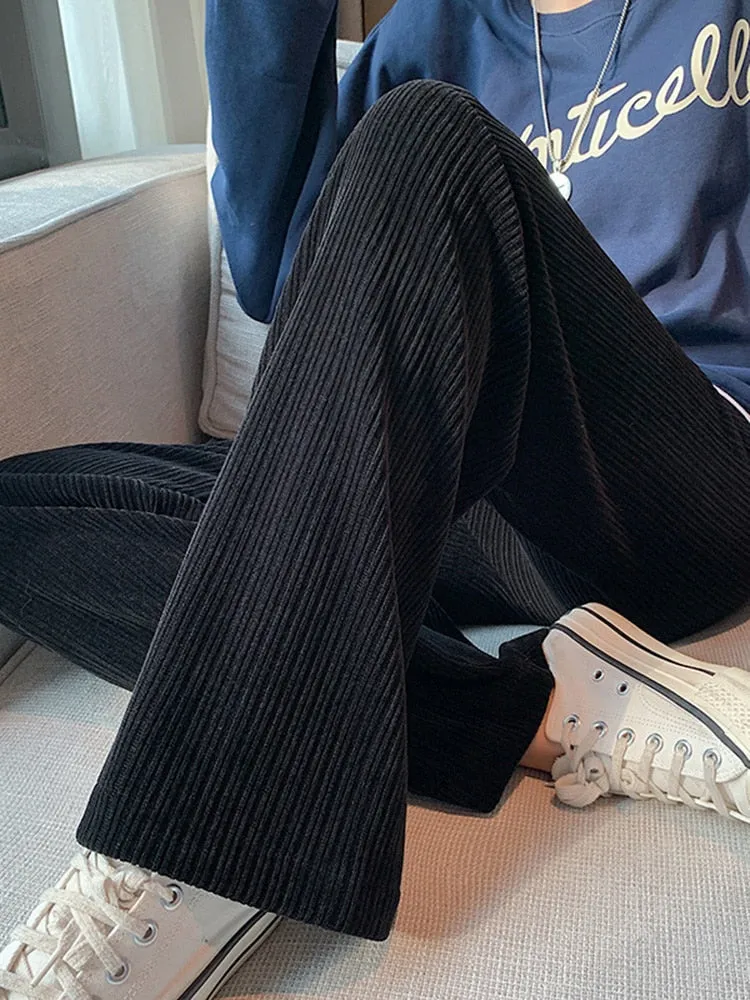 Kawaii Comfy Ribbed Loose Pants