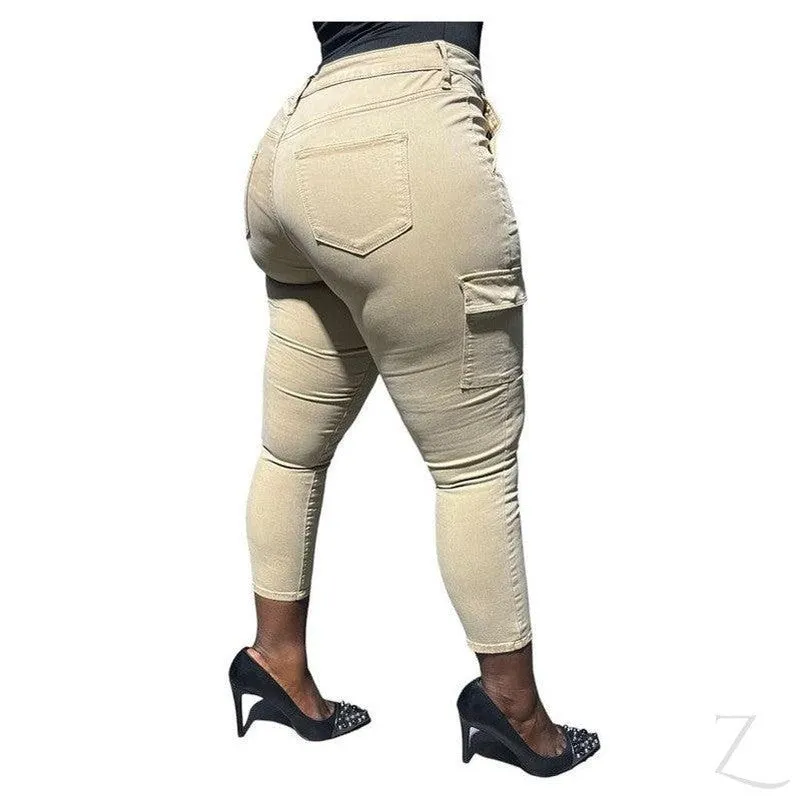 Ladies Super Stretchy Super Skinny Super Strong Denim Cargo Pants | Short Length | "Jana"