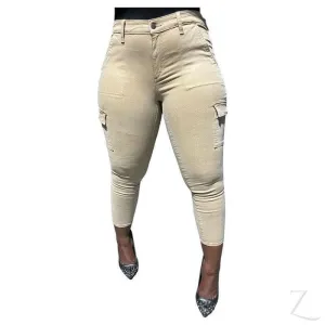Ladies Super Stretchy Super Skinny Super Strong Denim Cargo Pants | Short Length | "Jana"