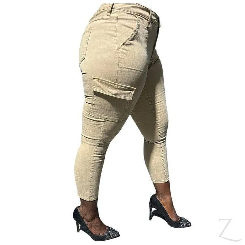 Ladies Super Stretchy Super Skinny Super Strong Denim Cargo Pants | Short Length | "Jana"