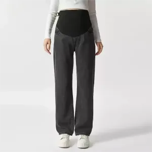 Maternity Wide Leg Jeans-Black