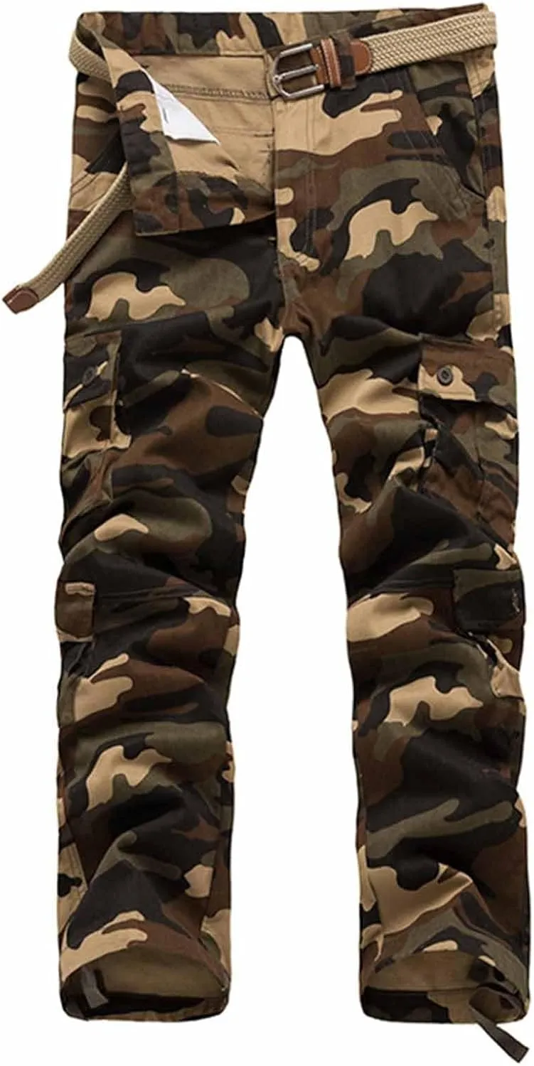 Men's Work Cargo Pants Utility Elastic Waist Pockets Ripstop Baggy Tactical Pants Stretch Jogging Sweatpants
