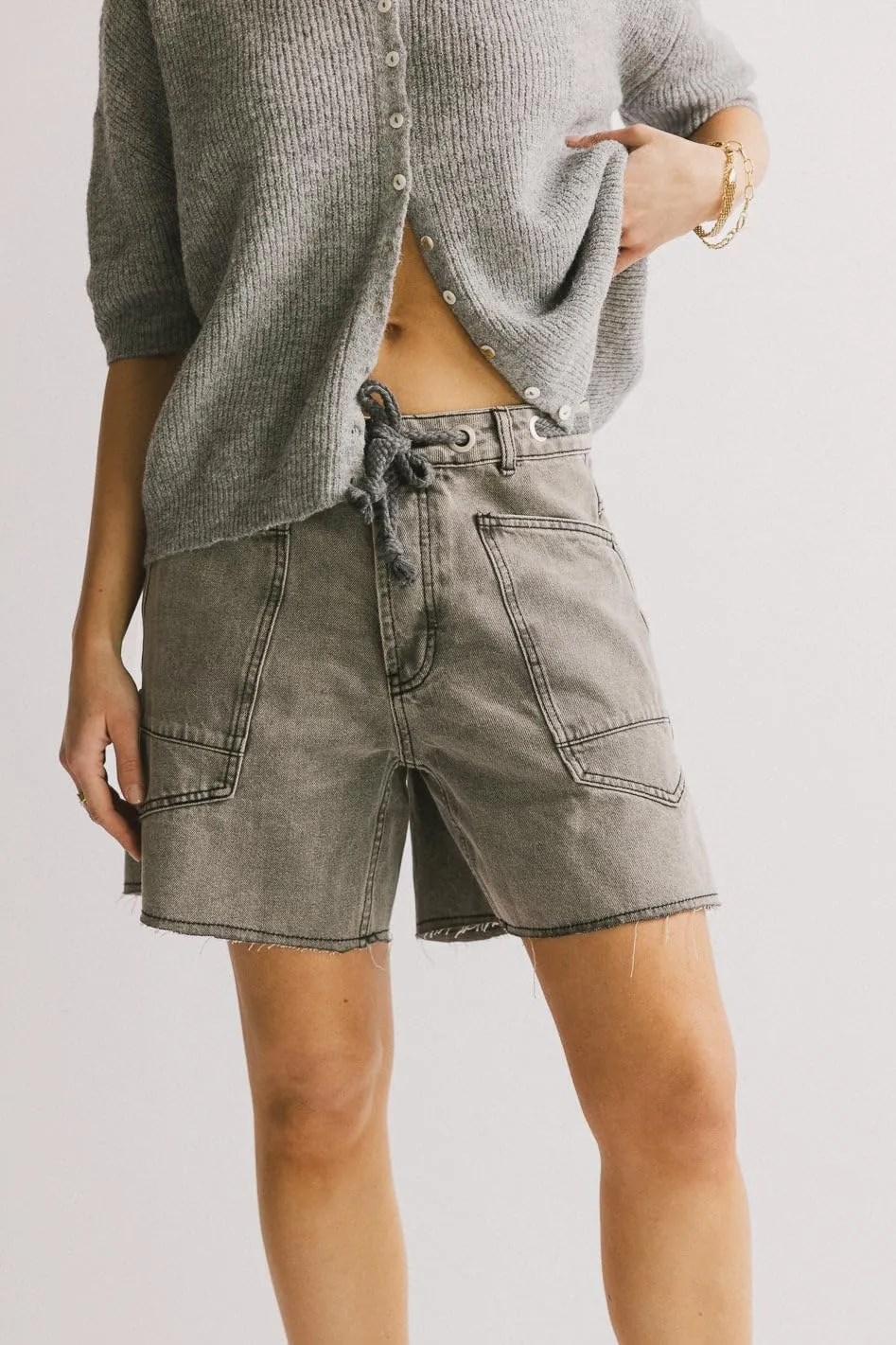 Mxiqqpltky Drawstring Jean Shorts Womens Casual High Waisted Straight Leg Baggy Denim Shorts Summer Loose Fit Short Jeans Y2K