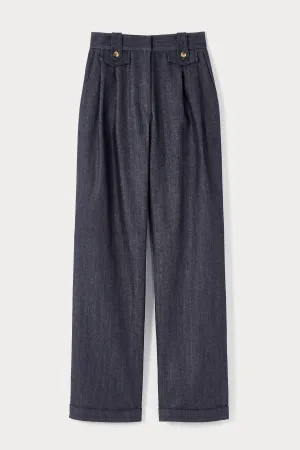 NAVY BLUE High-Waisted Denim Trousers