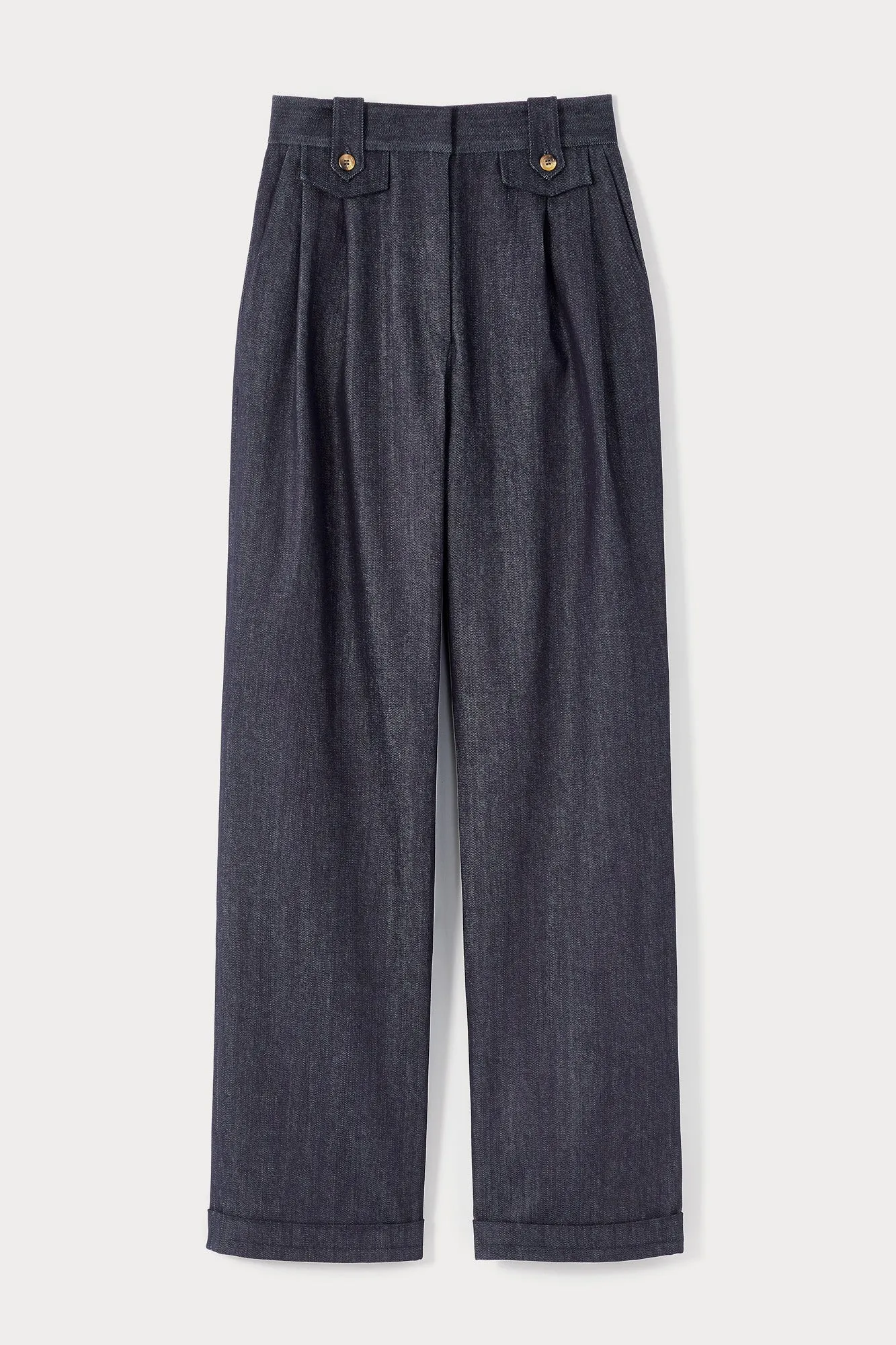 NAVY BLUE High-Waisted Denim Trousers