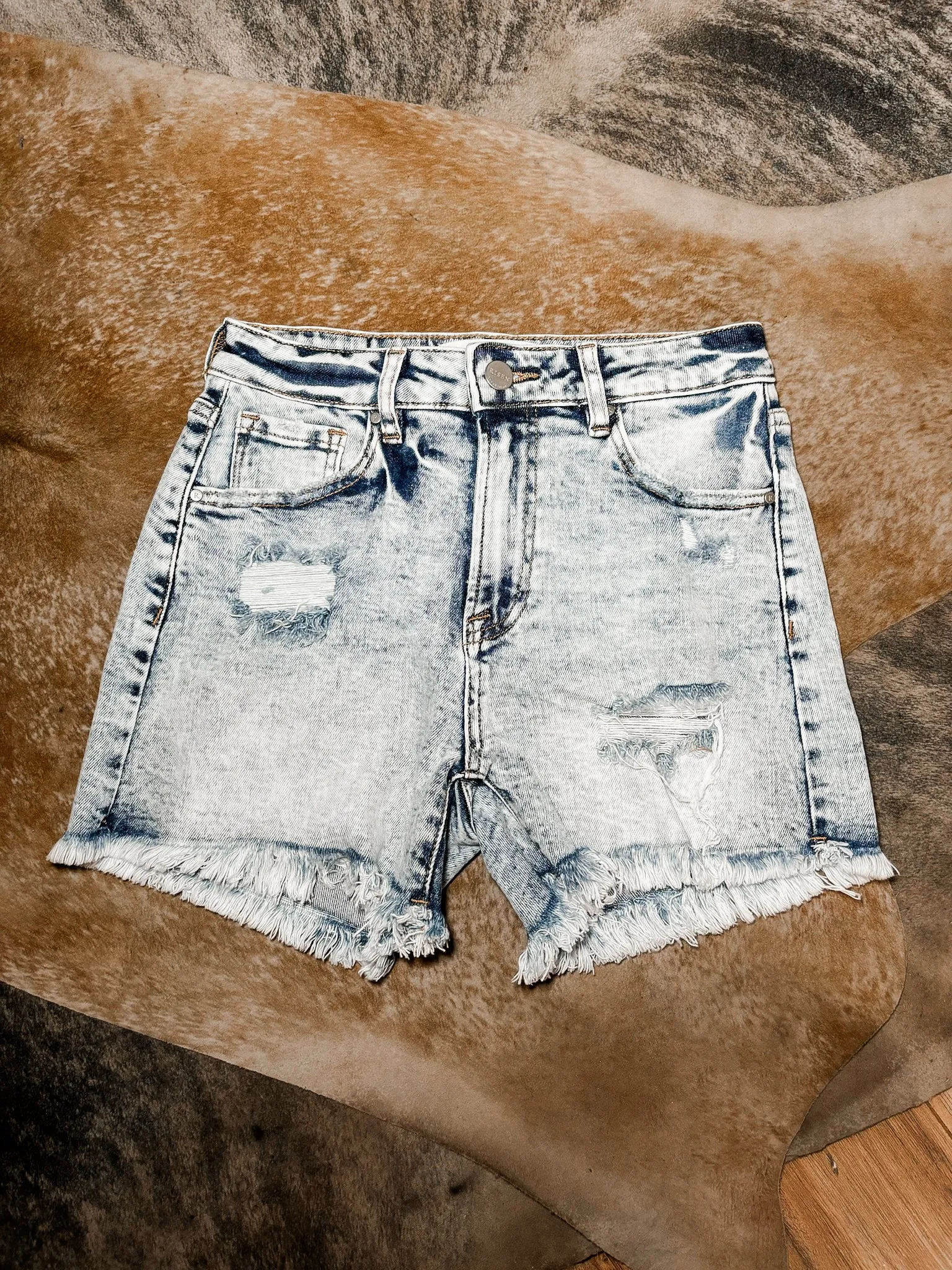 Nicole High Rise Acid Wash Shorts