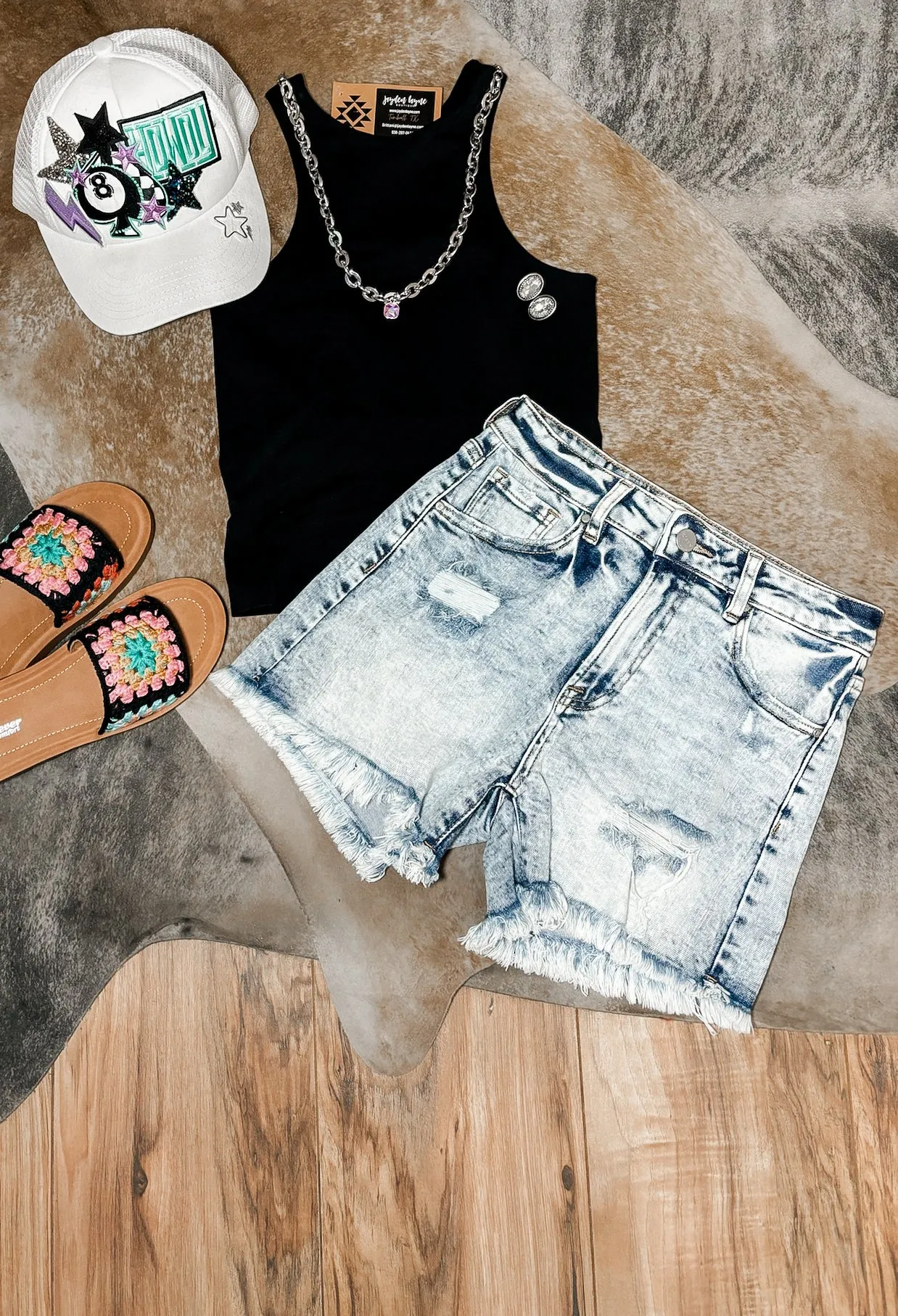Nicole High Rise Acid Wash Shorts