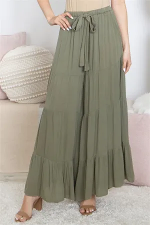 Olive Tiered Palazzo Pants