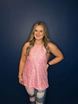 Pink Paisley Flowy Tank Top - #6816-6819