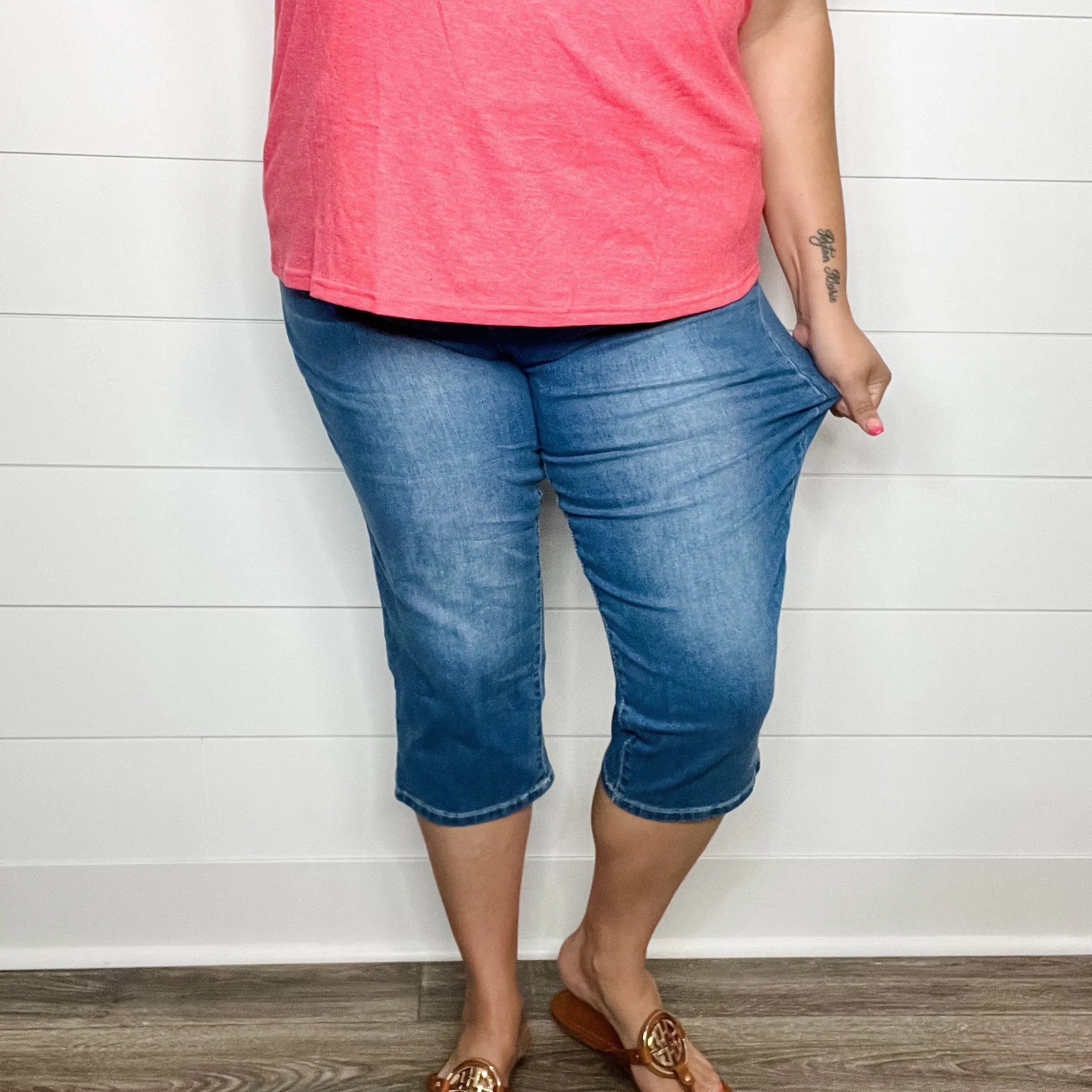 "No Regrets" Tummy Control Relaxed Fit Capris by YMI/Royalty For Me