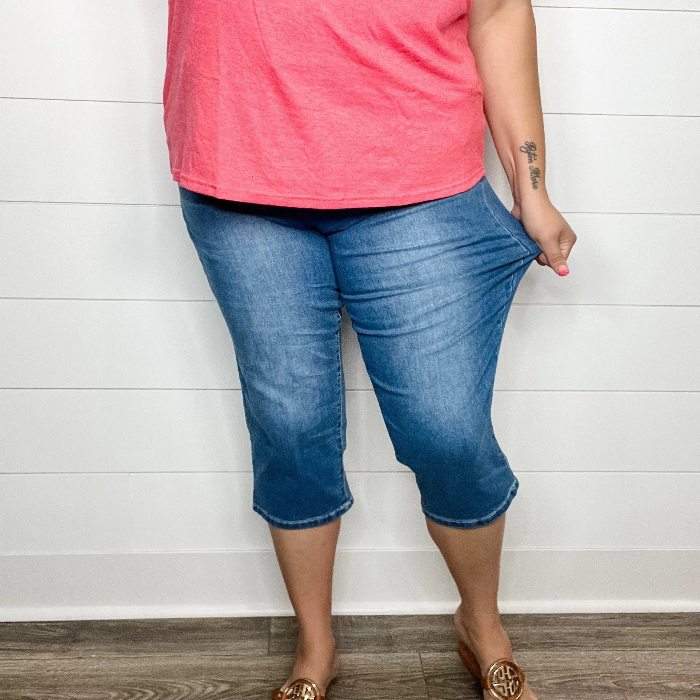 "No Regrets" Tummy Control Relaxed Fit Capris by YMI/Royalty For Me