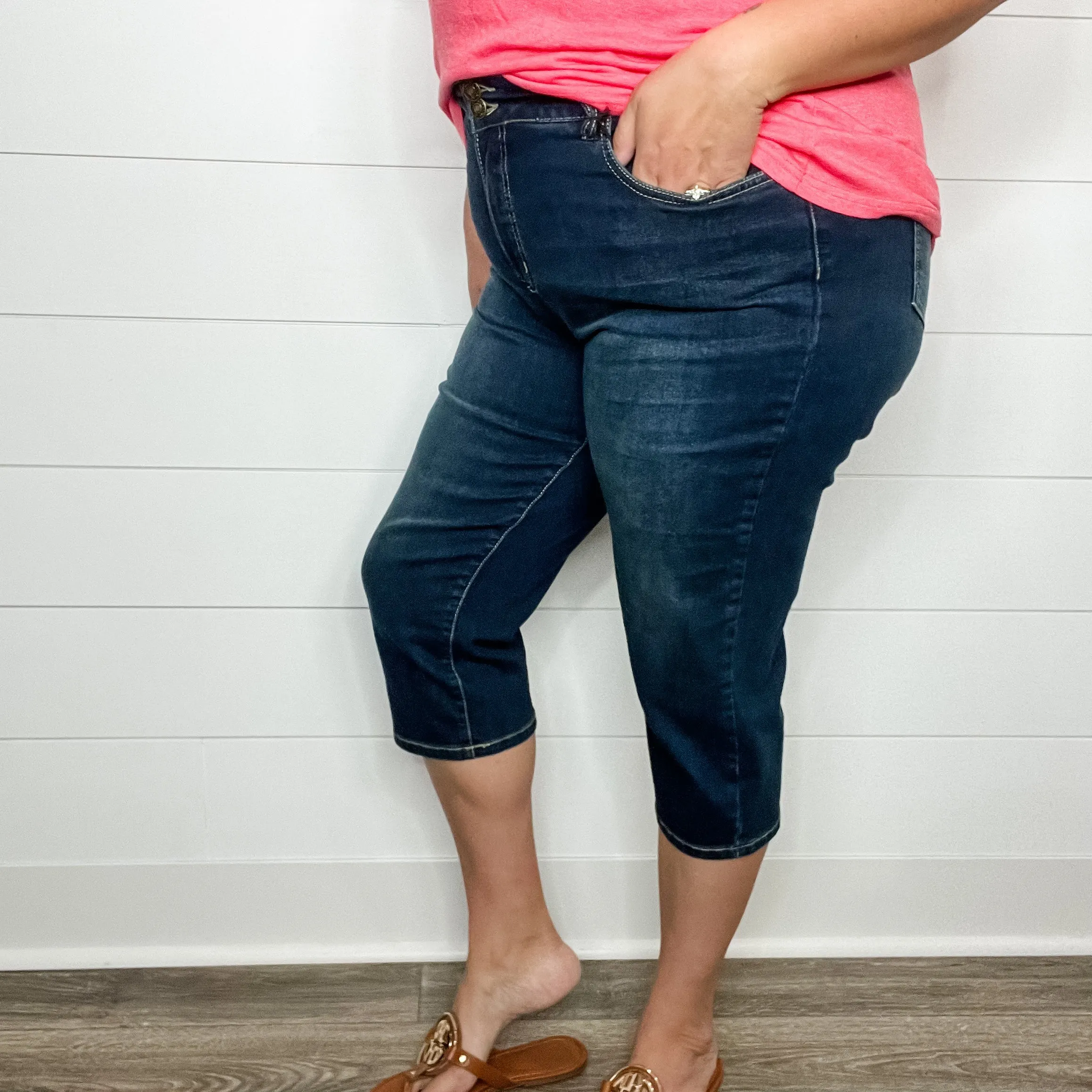 "No Regrets" Tummy Control Relaxed Fit Capris by YMI/Royalty For Me