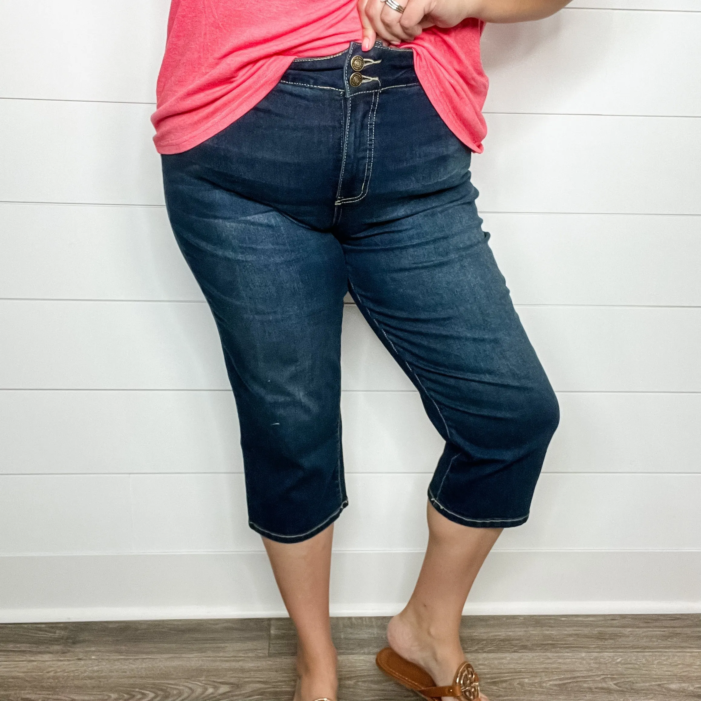 "No Regrets" Tummy Control Relaxed Fit Capris by YMI/Royalty For Me