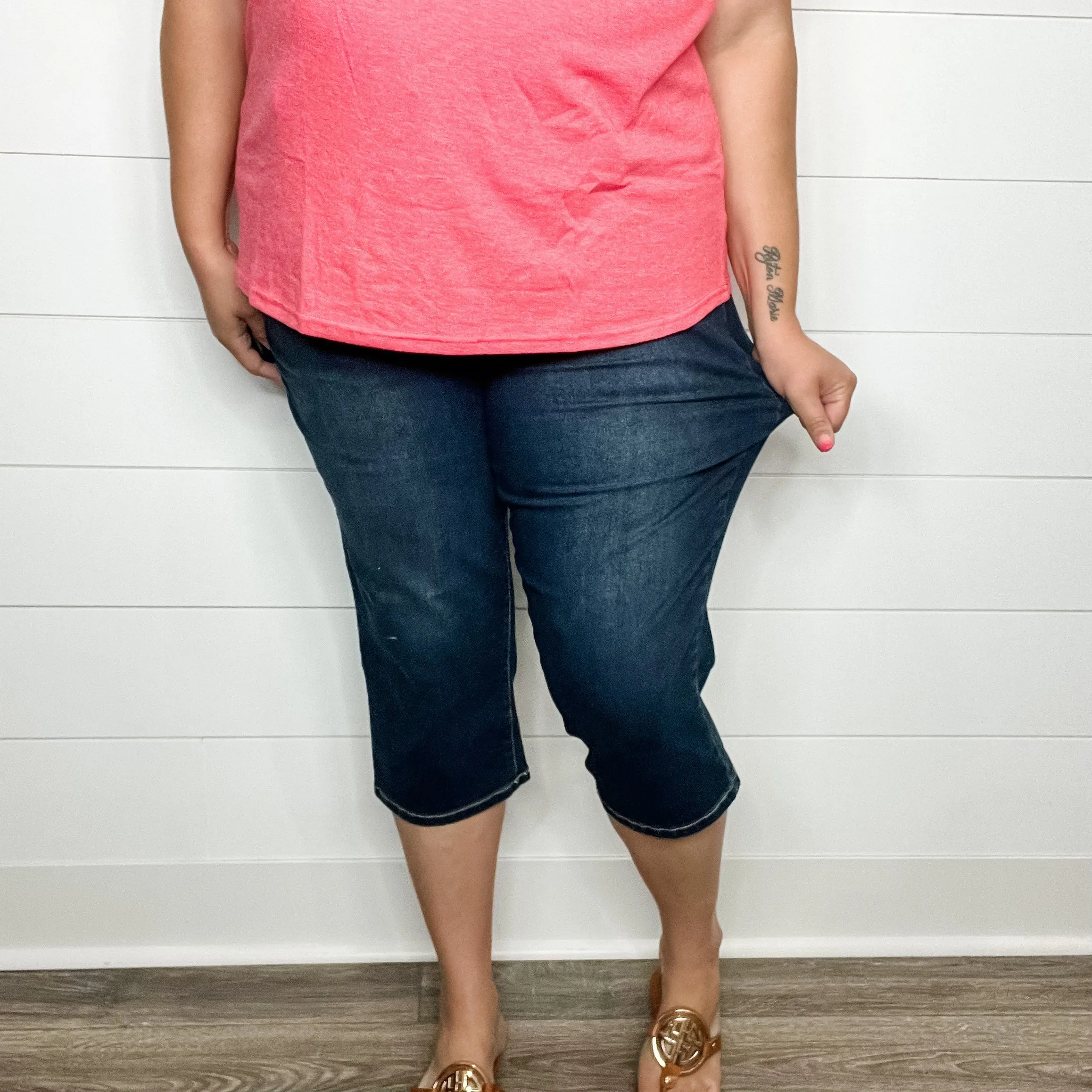"No Regrets" Tummy Control Relaxed Fit Capris by YMI/Royalty For Me