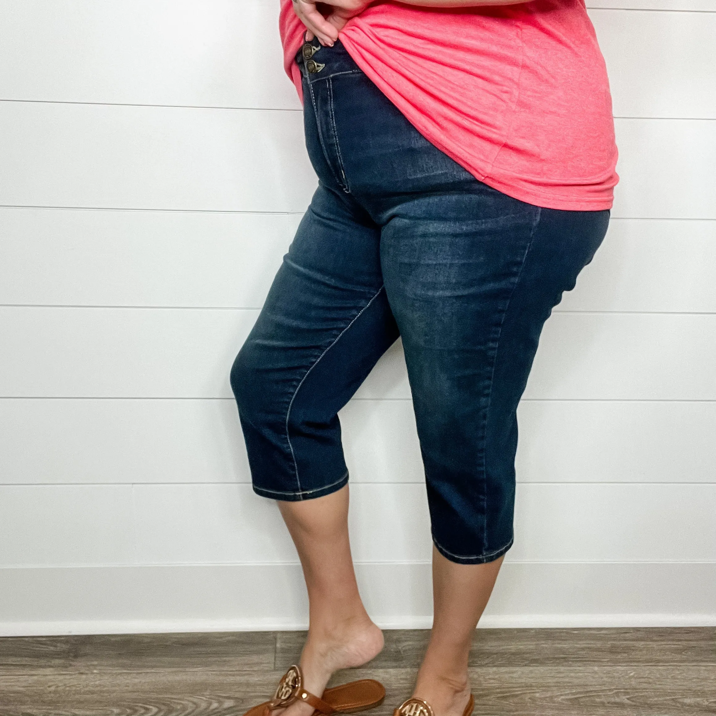 "No Regrets" Tummy Control Relaxed Fit Capris by YMI/Royalty For Me