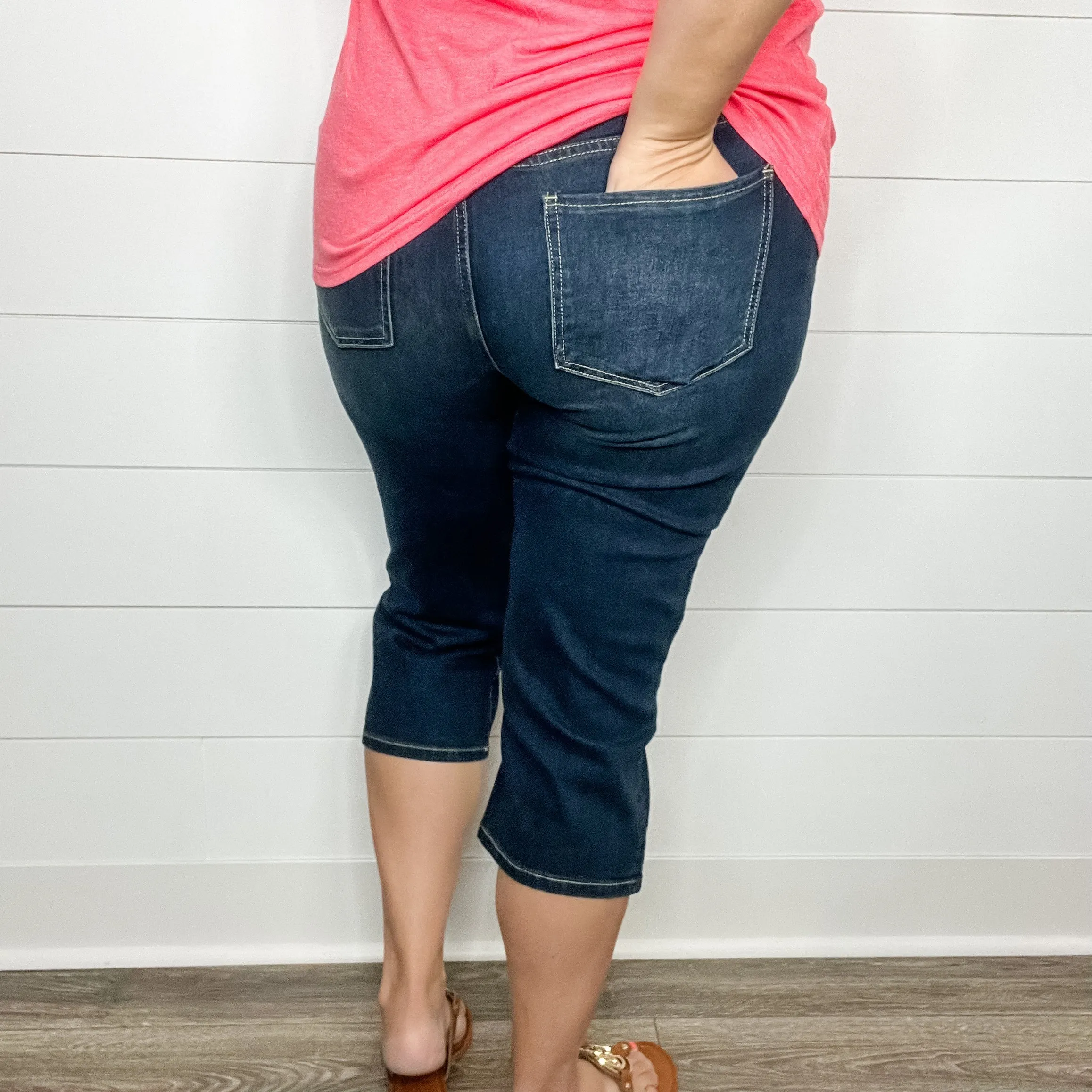 "No Regrets" Tummy Control Relaxed Fit Capris by YMI/Royalty For Me