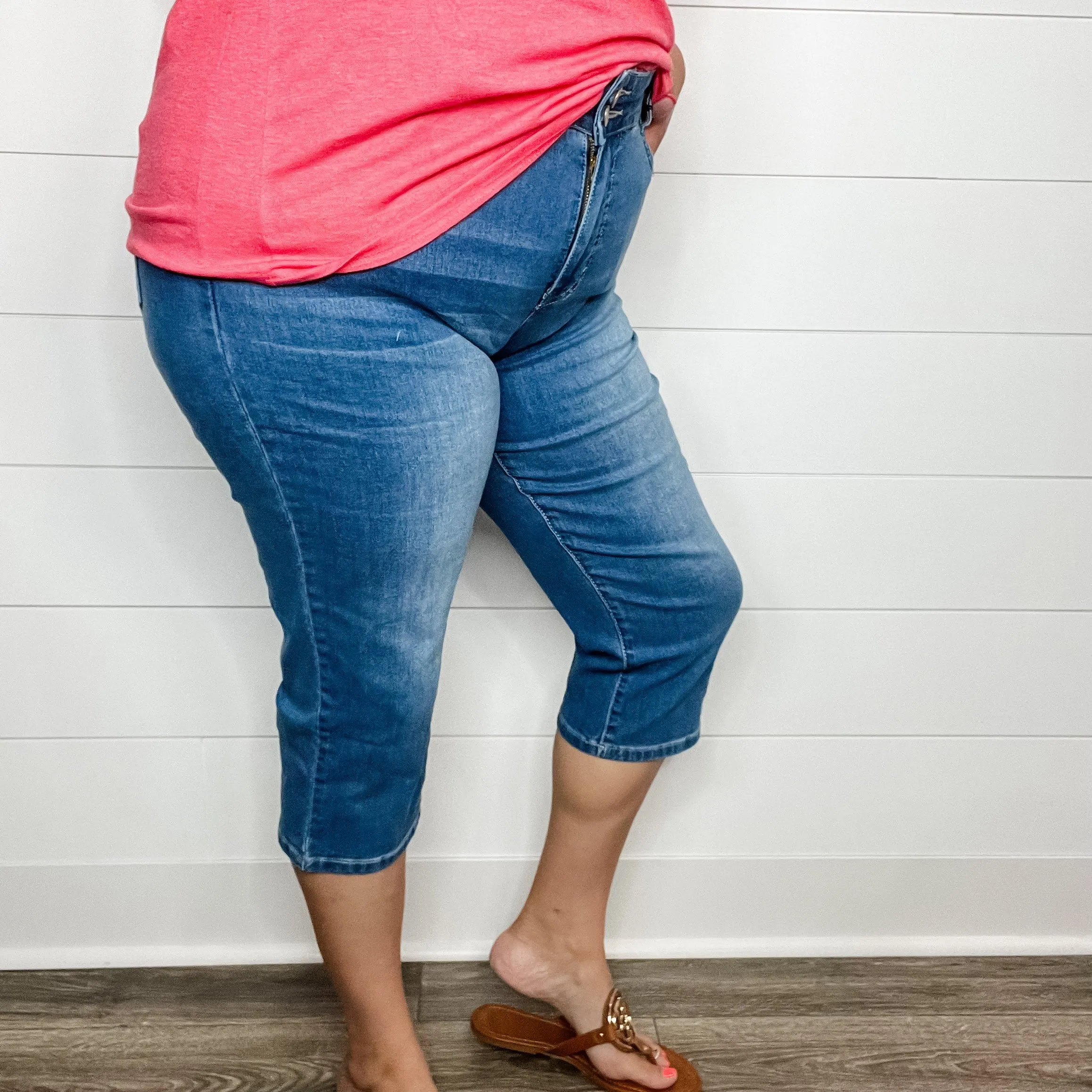 "No Regrets" Tummy Control Relaxed Fit Capris by YMI/Royalty For Me