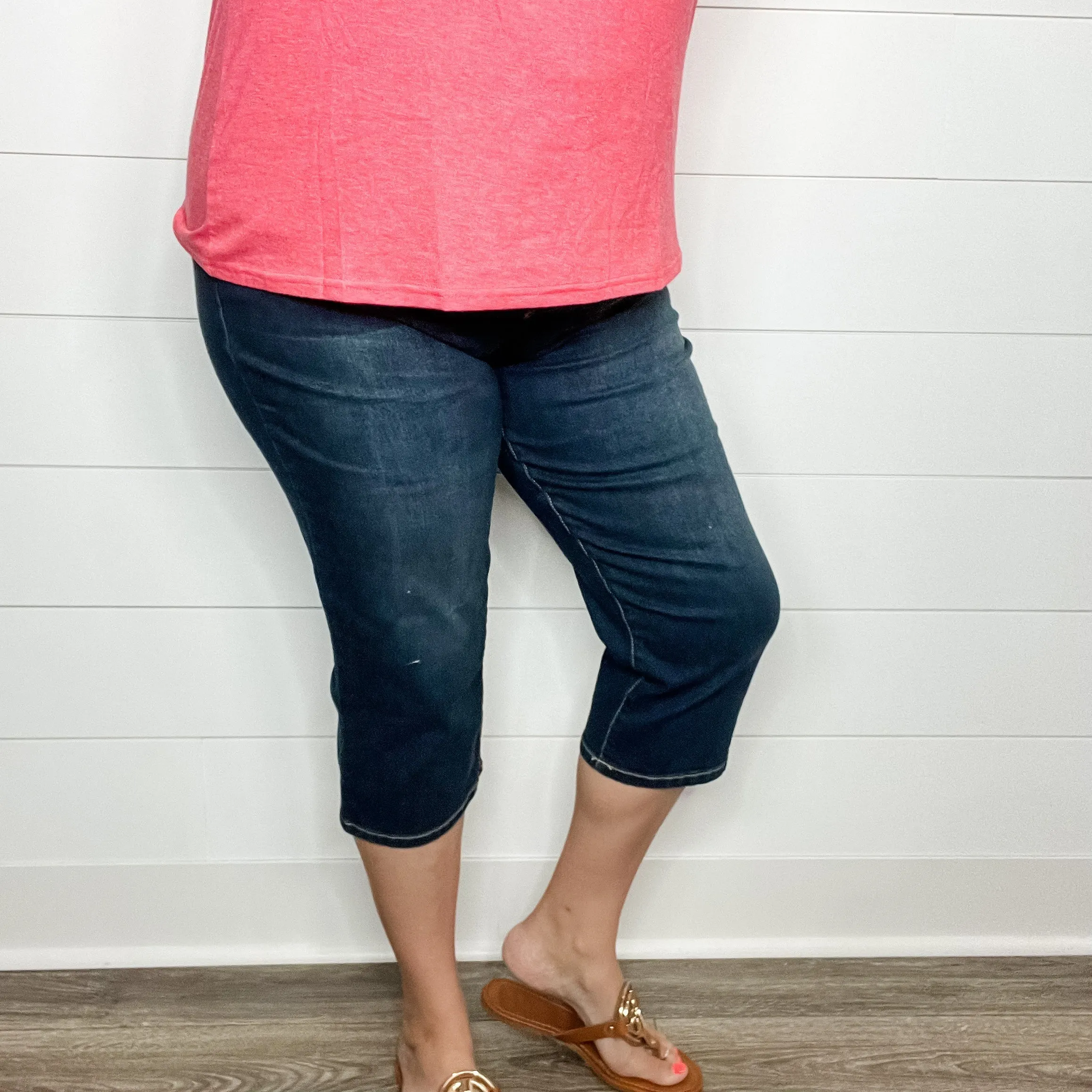 "No Regrets" Tummy Control Relaxed Fit Capris by YMI/Royalty For Me
