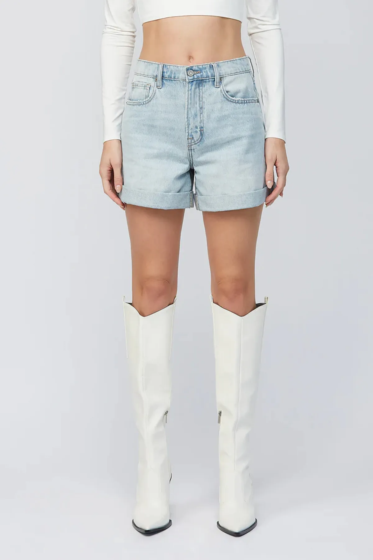 Sofie High Rise Mom Short | Light Wash