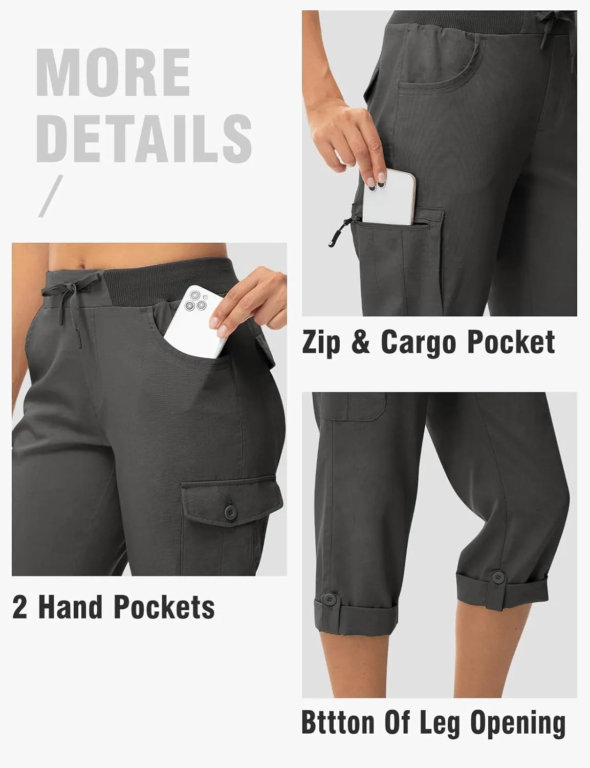 TBMPOY Womens Cargo Capris with Pockets Lightweight Hiking Capris Pants Quick Dry Casual Cropped Pants Summer Trip Cotton