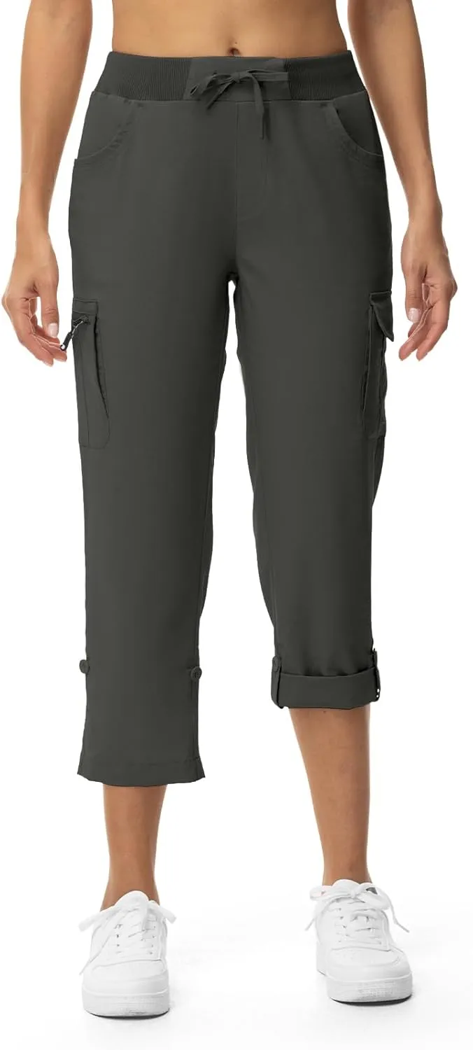 TBMPOY Womens Cargo Capris with Pockets Lightweight Hiking Capris Pants Quick Dry Casual Cropped Pants Summer Trip Cotton