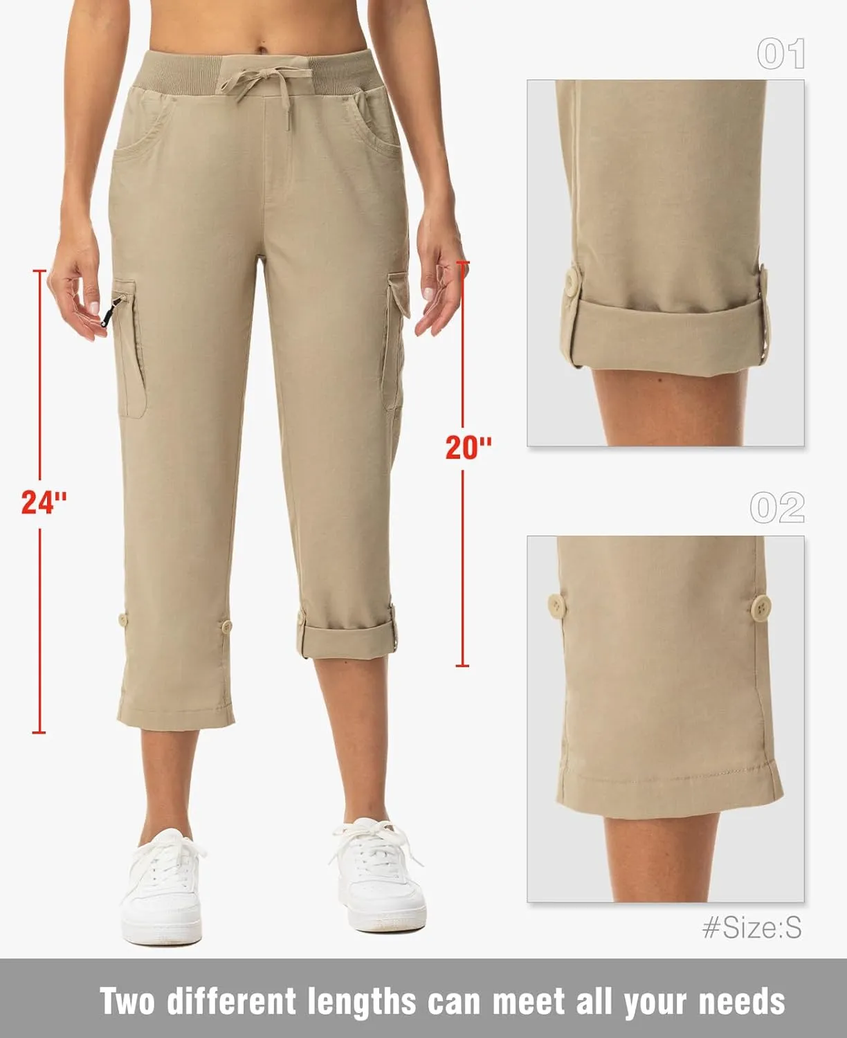 TBMPOY Womens Cargo Capris with Pockets Lightweight Hiking Capris Pants Quick Dry Casual Cropped Pants Summer Trip Cotton