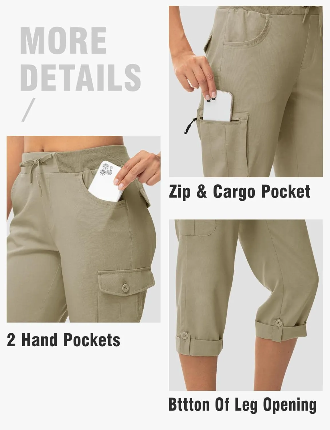 TBMPOY Womens Cargo Capris with Pockets Lightweight Hiking Capris Pants Quick Dry Casual Cropped Pants Summer Trip Cotton