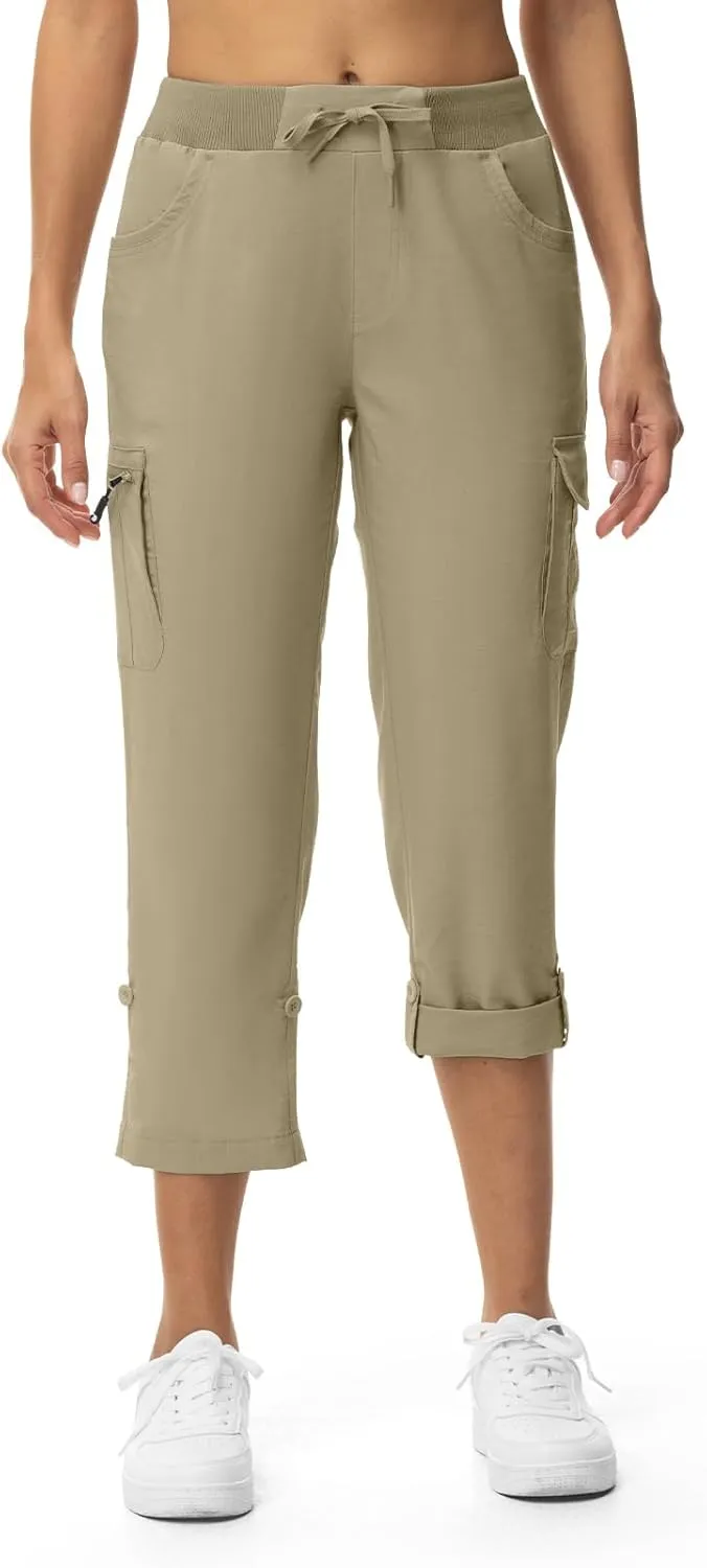 TBMPOY Womens Cargo Capris with Pockets Lightweight Hiking Capris Pants Quick Dry Casual Cropped Pants Summer Trip Cotton
