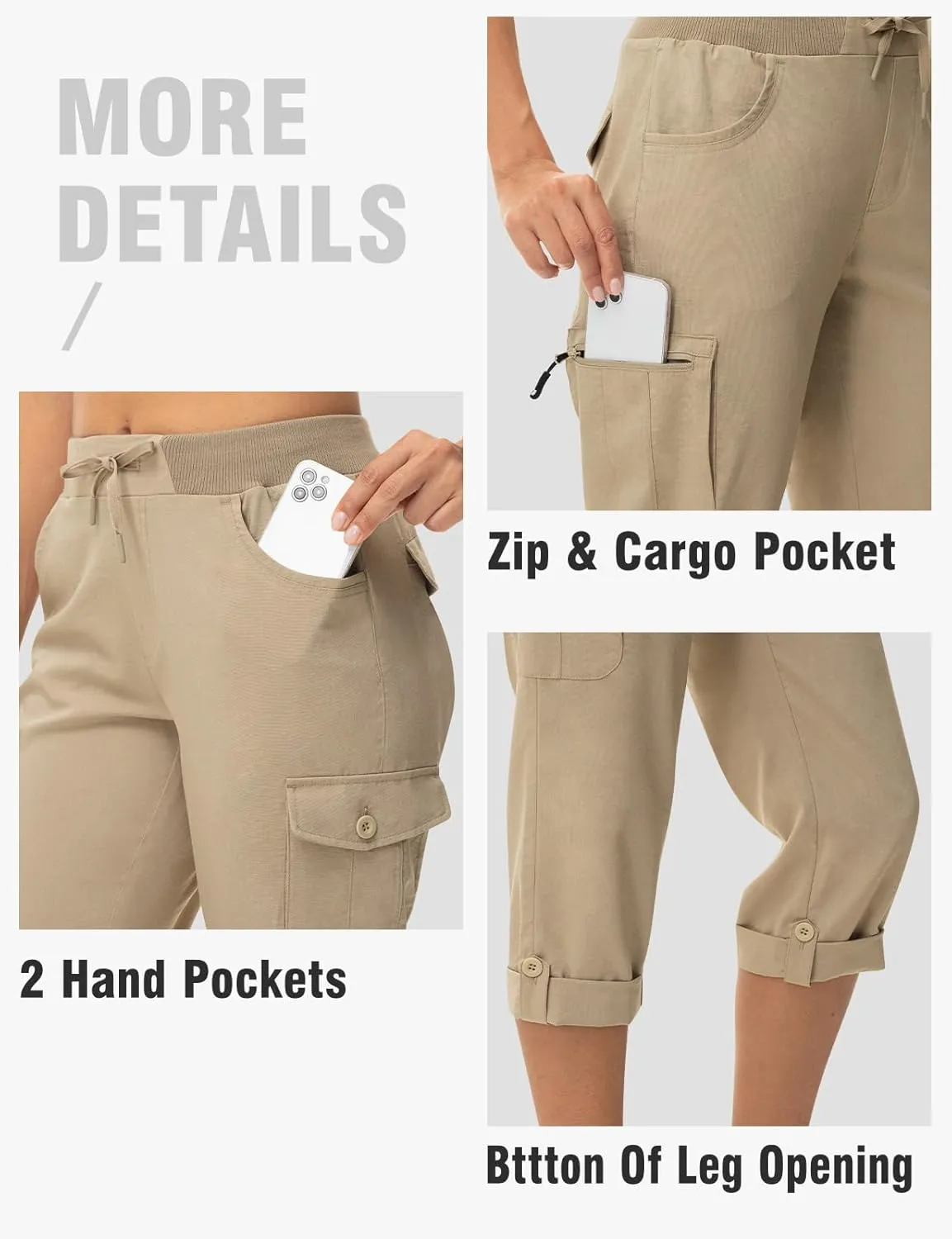 TBMPOY Womens Cargo Capris with Pockets Lightweight Hiking Capris Pants Quick Dry Casual Cropped Pants Summer Trip Cotton
