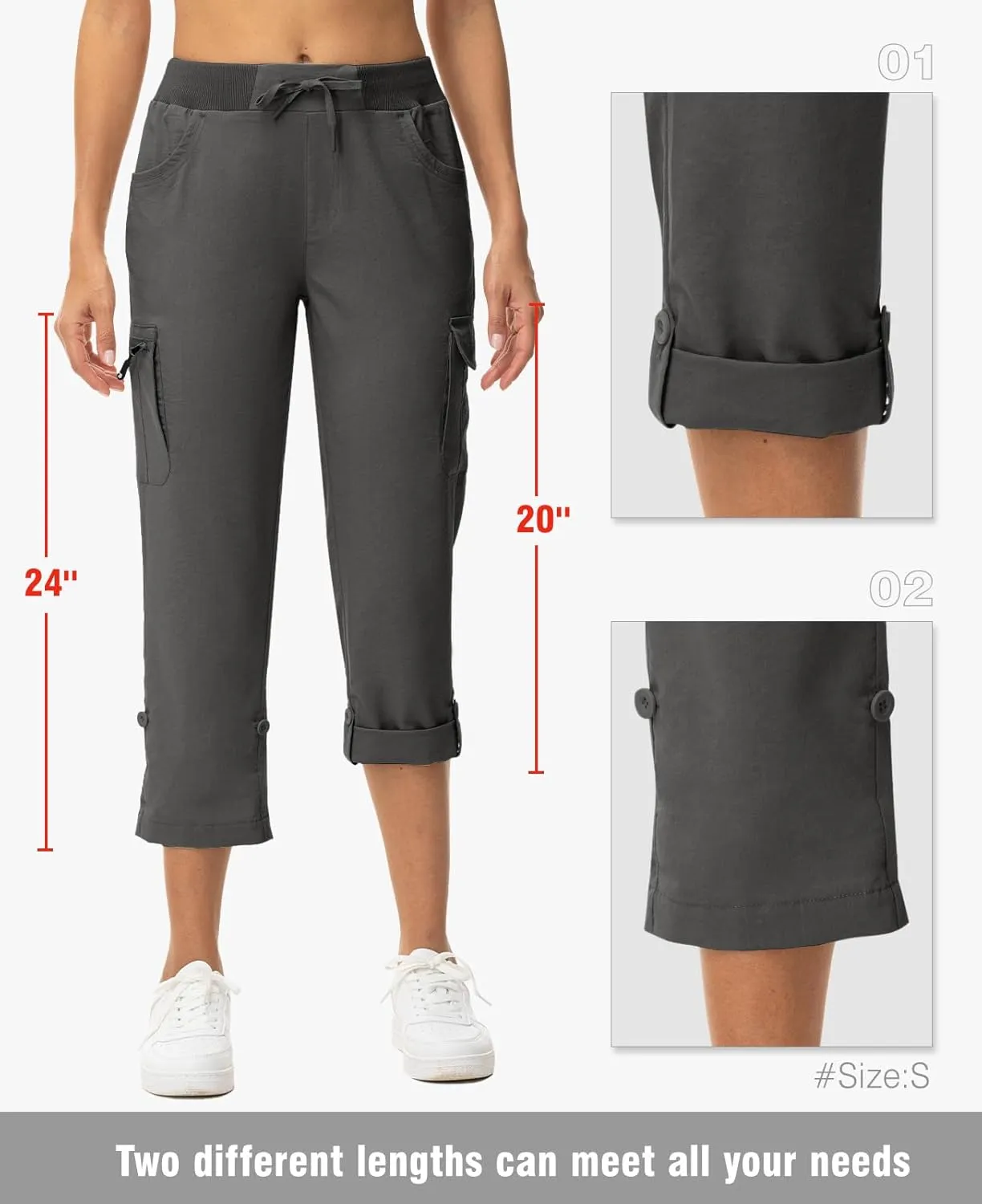 TBMPOY Womens Cargo Capris with Pockets Lightweight Hiking Capris Pants Quick Dry Casual Cropped Pants Summer Trip Cotton
