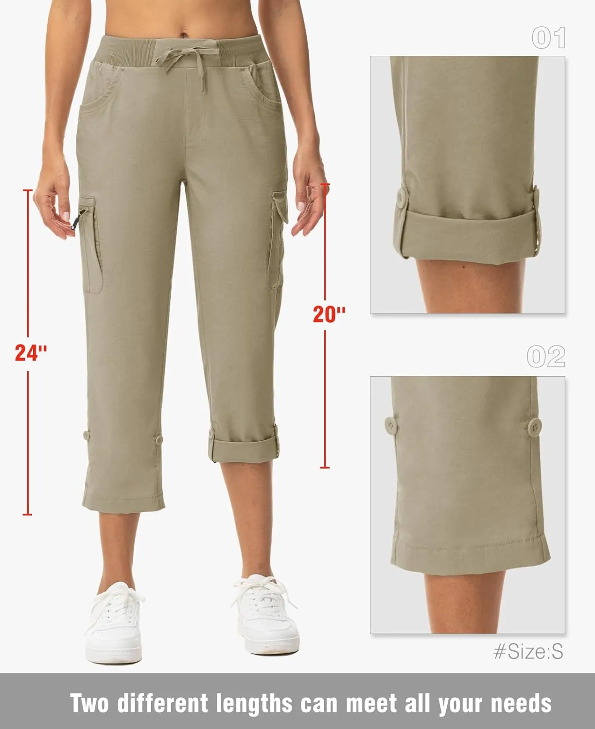 TBMPOY Womens Cargo Capris with Pockets Lightweight Hiking Capris Pants Quick Dry Casual Cropped Pants Summer Trip Cotton