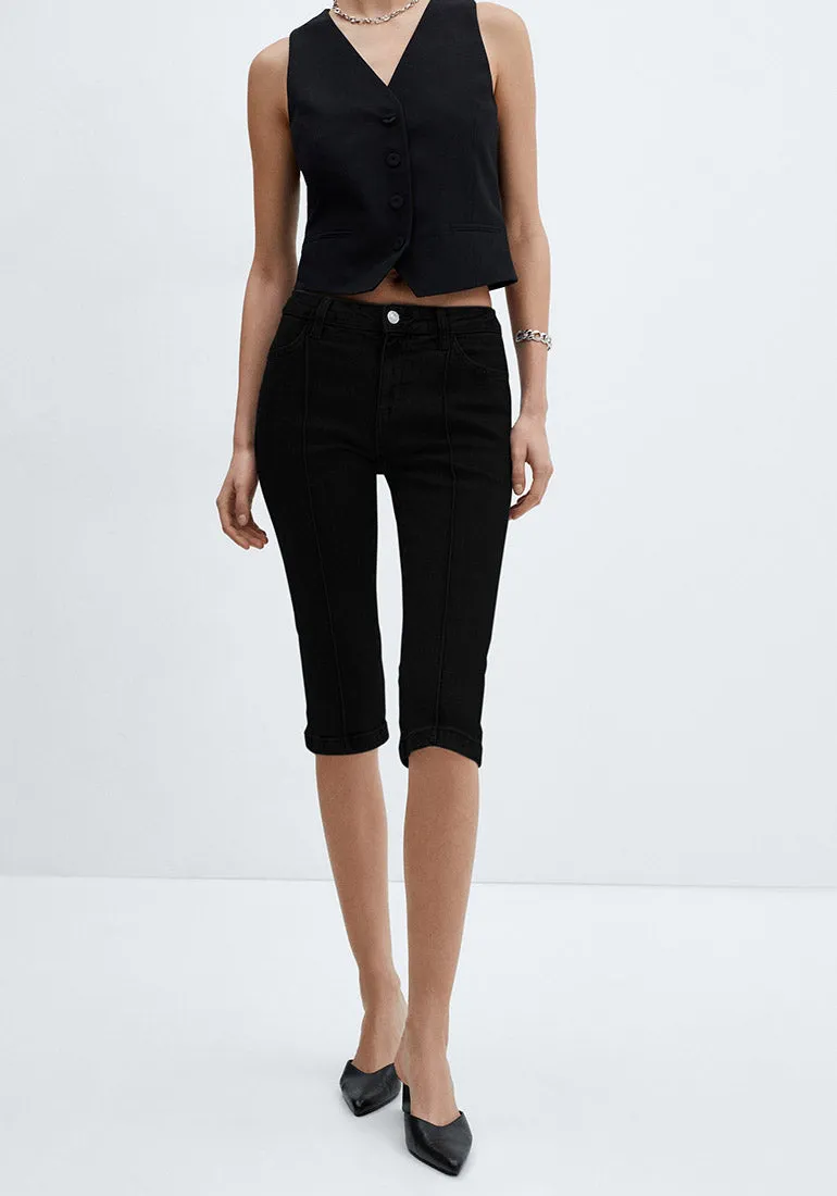 True Black Women's Casual  Denim  Slim Capri Jeans Fashion Clothing