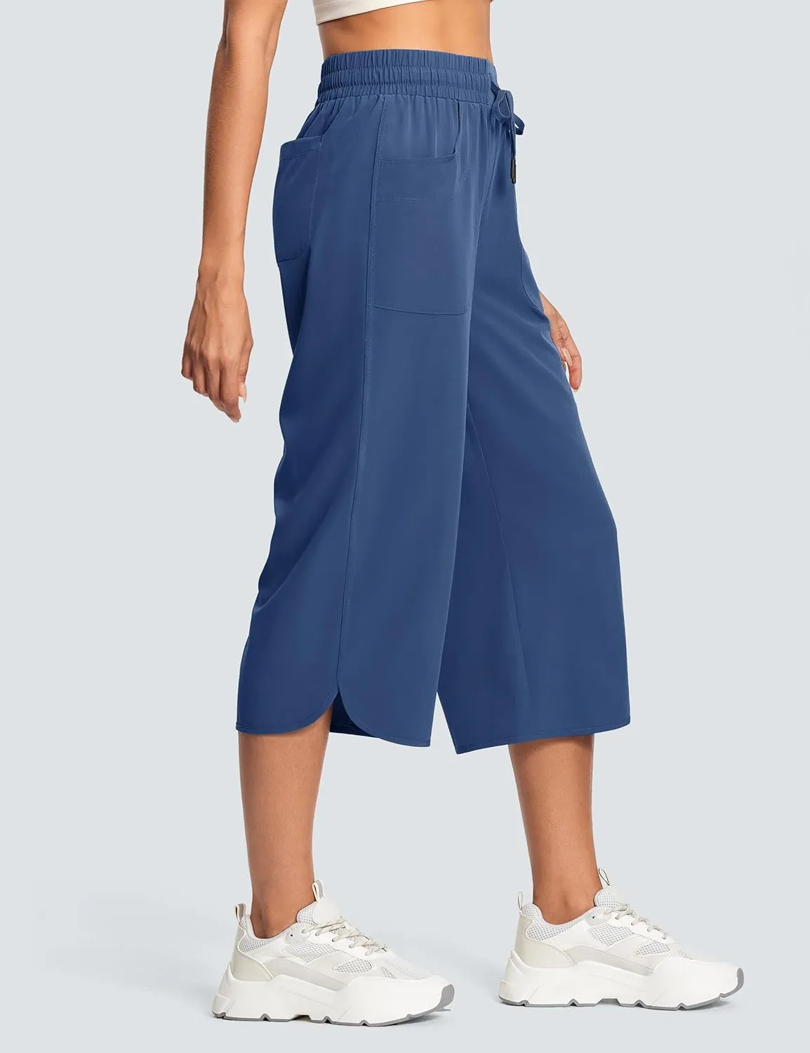 Women's Capri Pants Wide Leg Plus Size Lightweight Quick Dry Casual Summer Pants Sweatpants Hiking Walking