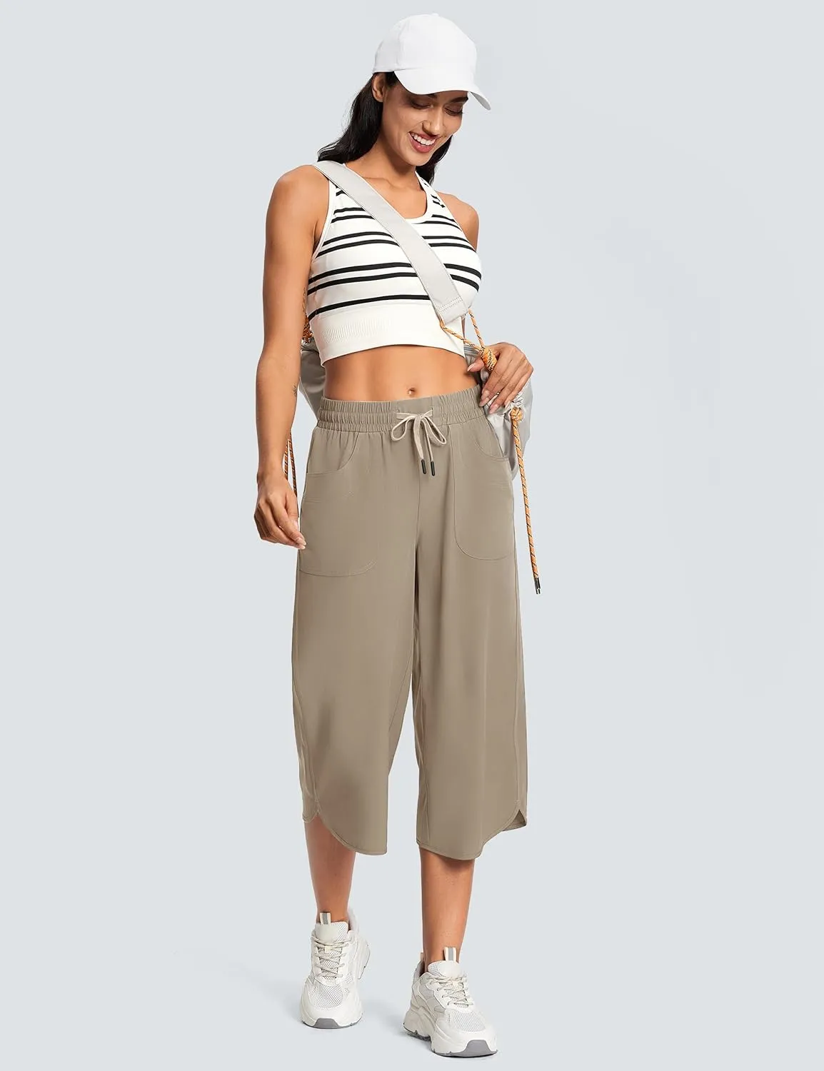 Women's Capri Pants Wide Leg Plus Size Lightweight Quick Dry Casual Summer Pants Sweatpants Hiking Walking
