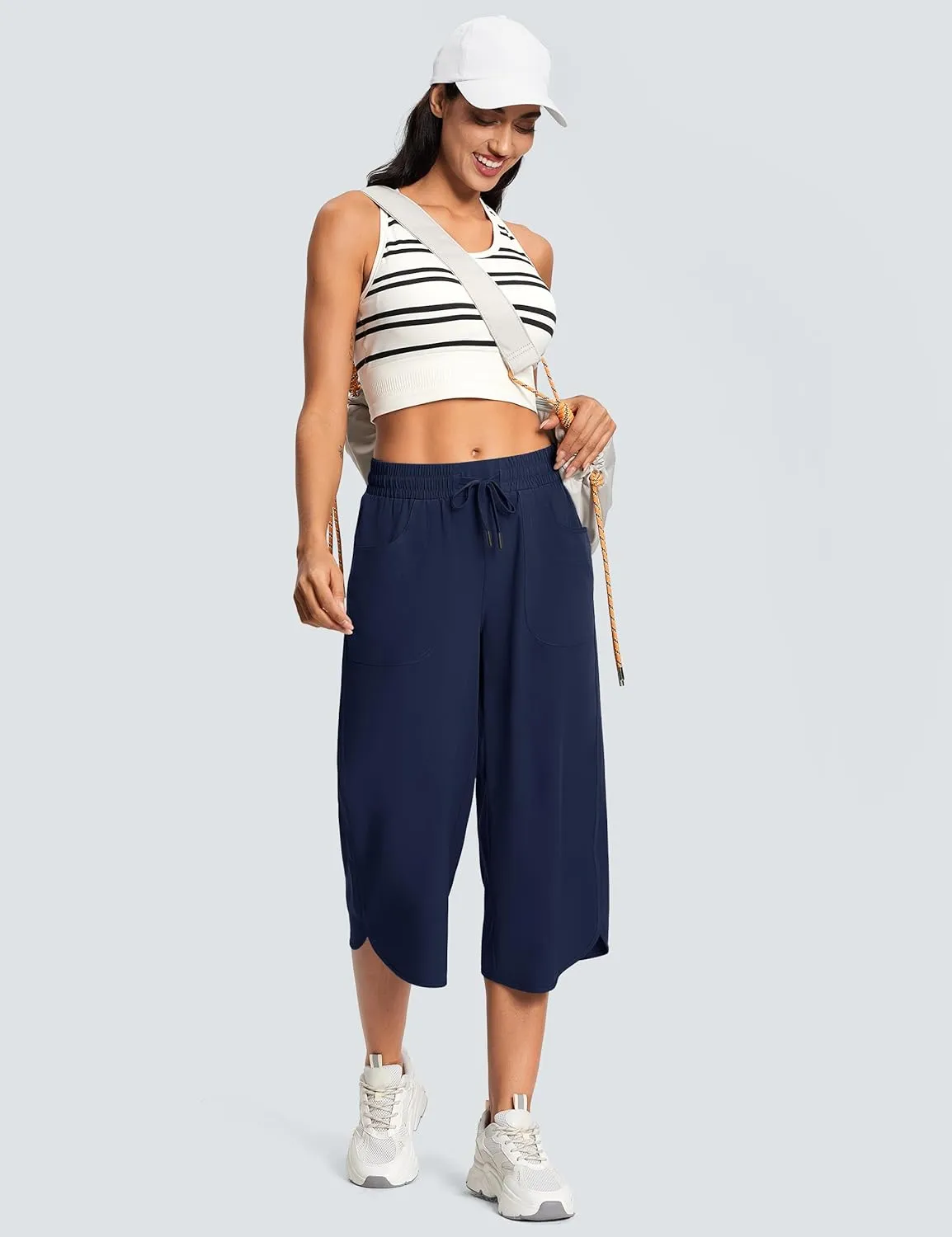 Women's Capri Pants Wide Leg Plus Size Lightweight Quick Dry Casual Summer Pants Sweatpants Hiking Walking