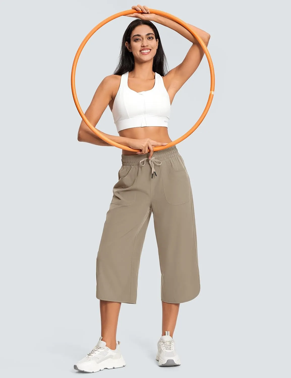 Women's Capri Pants Wide Leg Plus Size Lightweight Quick Dry Casual Summer Pants Sweatpants Hiking Walking