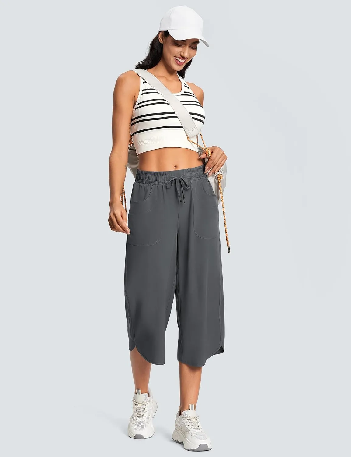 Women's Capri Pants Wide Leg Plus Size Lightweight Quick Dry Casual Summer Pants Sweatpants Hiking Walking