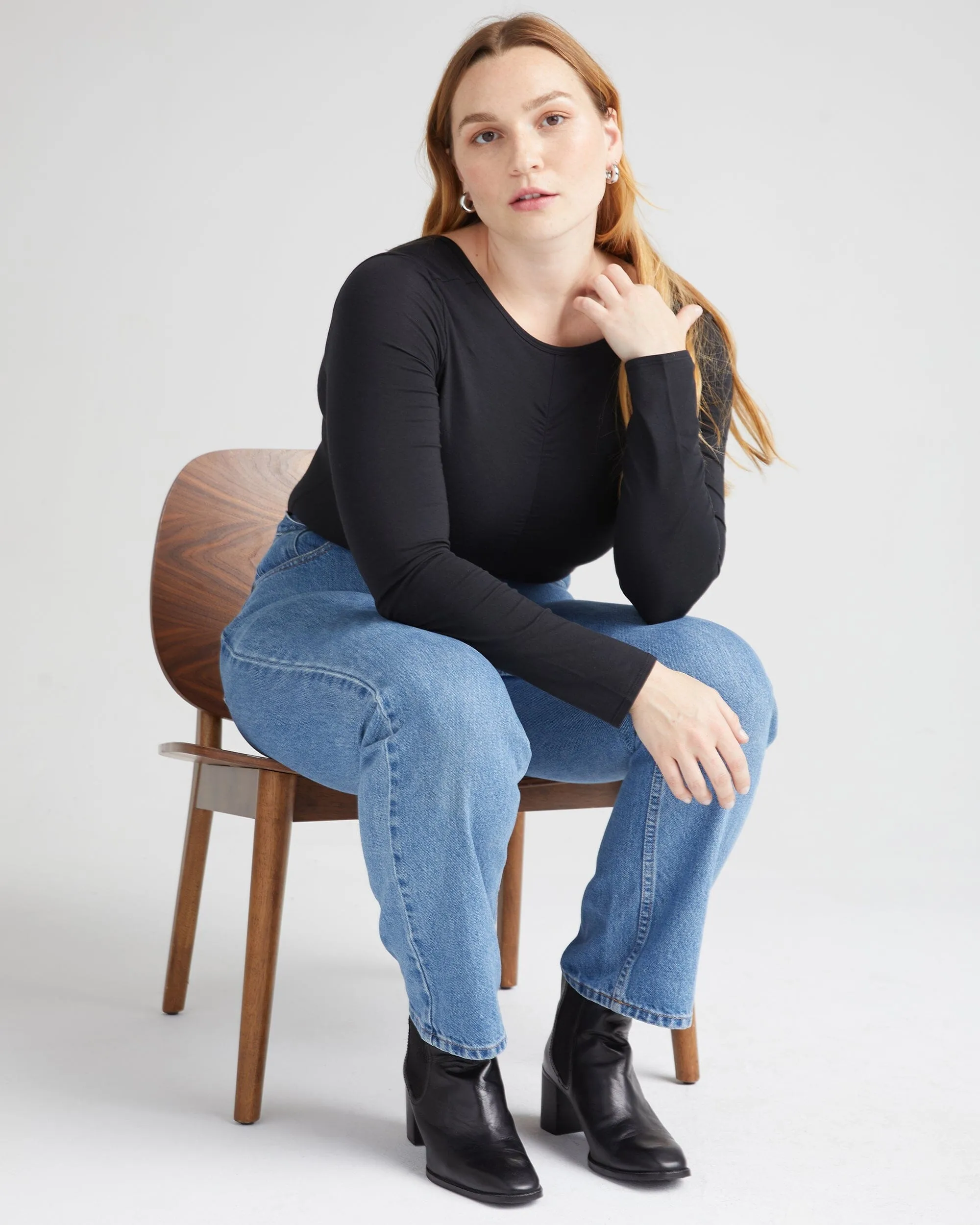 Women's Soft Stretch Modal Shirred Bodysuit