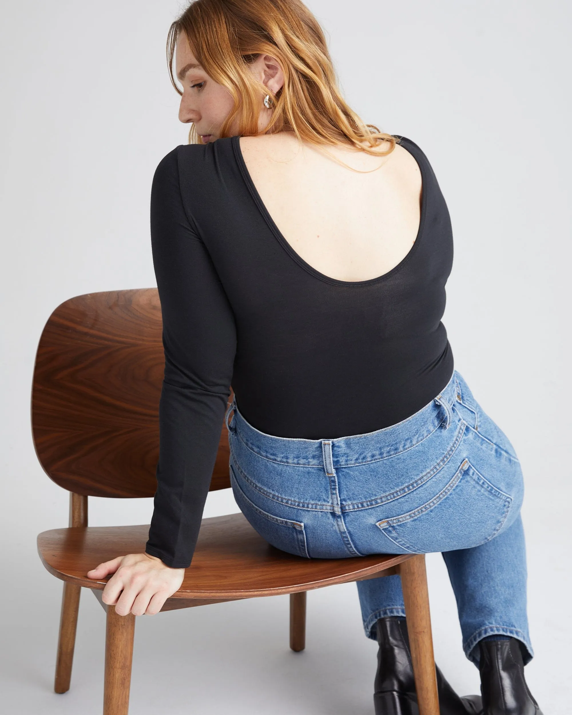 Women's Soft Stretch Modal Shirred Bodysuit